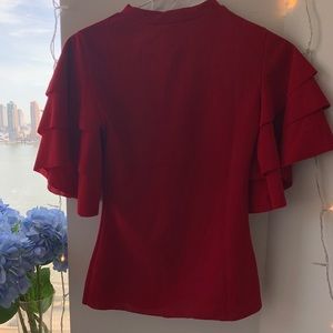 Red Chiffon Ruffle Top